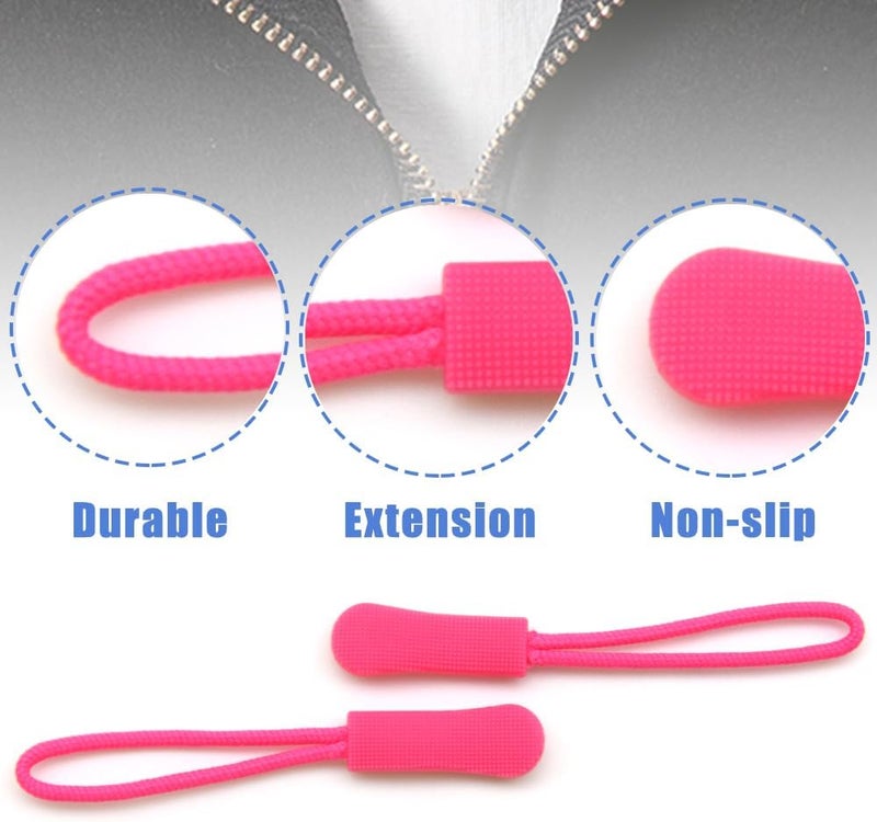 Ruidee 50 Pieces Zipper Pulls Zipper Tabs Zipper Pull Cord Extender Replacement Zipper Pulls for Backpacks, Jackets, Luggage, Purses, Handbags（Dark Pink） - Image 3